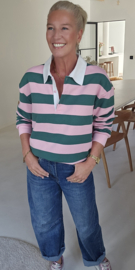 ANTJE striped polo sweatshirt green pink