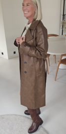 KILIA maxi leather jacket taupish brown