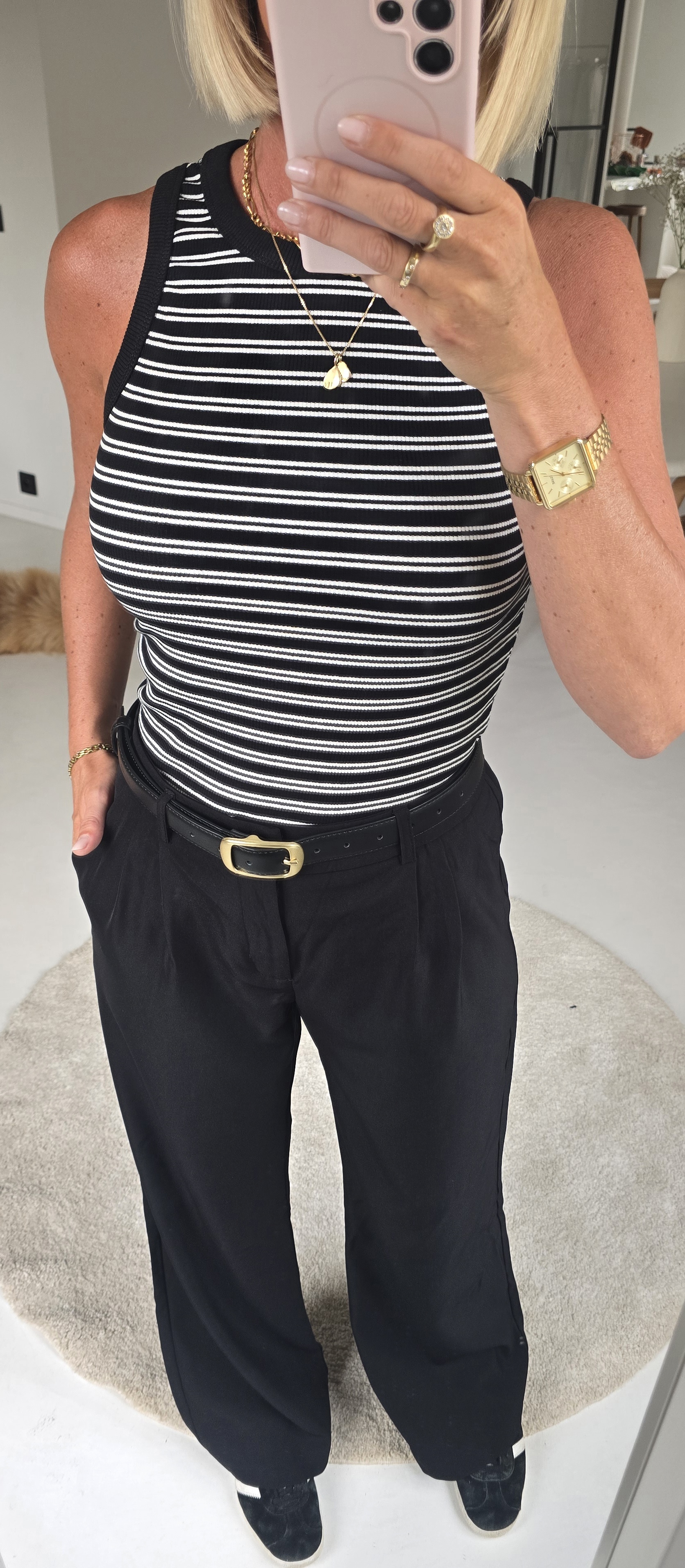 INCI striped cotton top black
