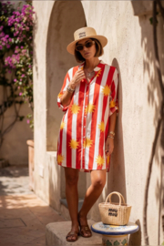 VENICE sunny striped shirt dress red