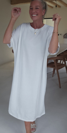 MANDIE soft velvet maxi dress white