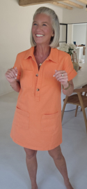 THE PERFECT JEANS dress short-sleeved soft neon orange