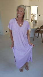 DIDI maxi terry T-shirt dress lilac v-neck