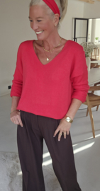 ANITI oversized v-neck knit soft red