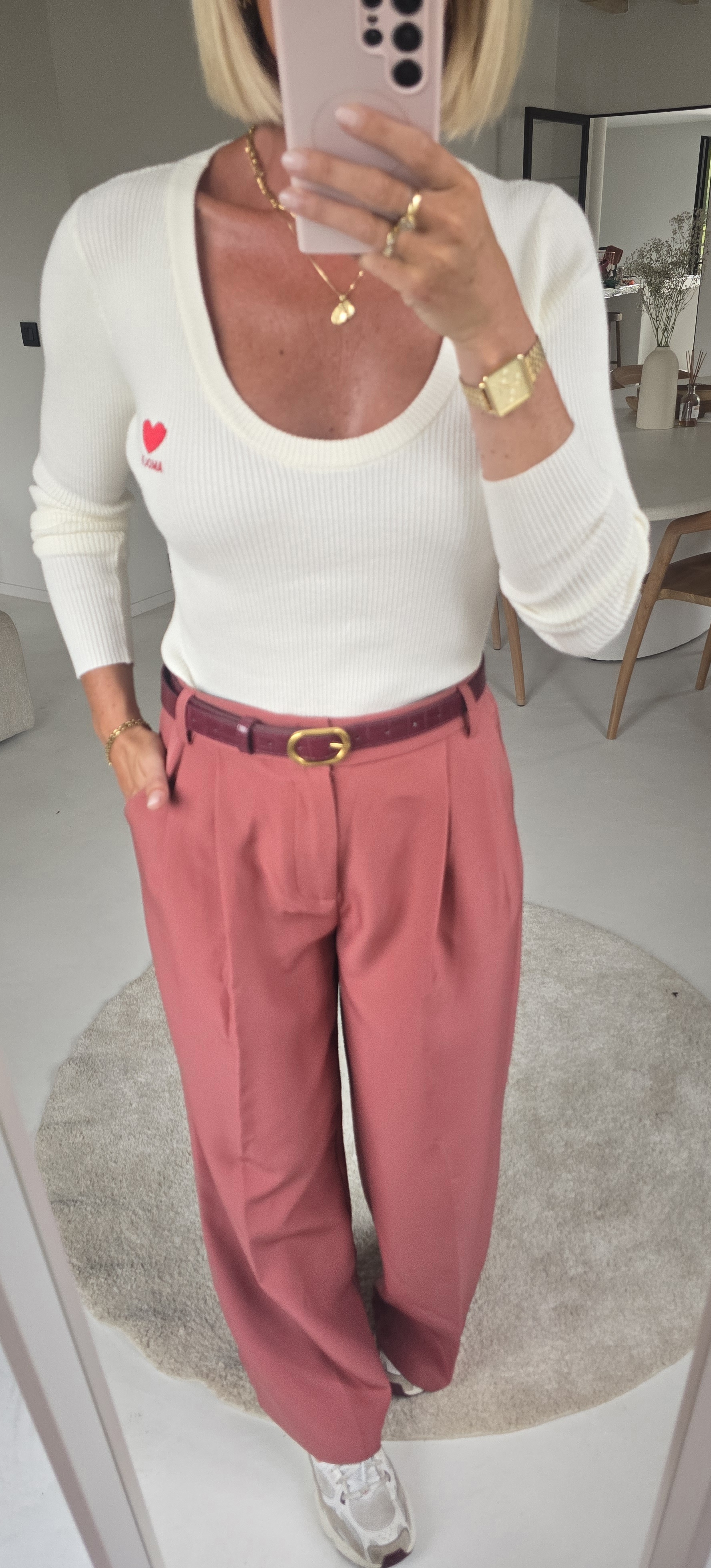 AMOUR warm v-neck longsleeve ecru