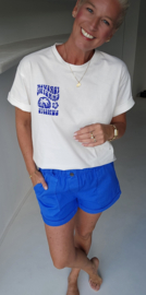BEVIN cotton paperbag short kobalt blue
