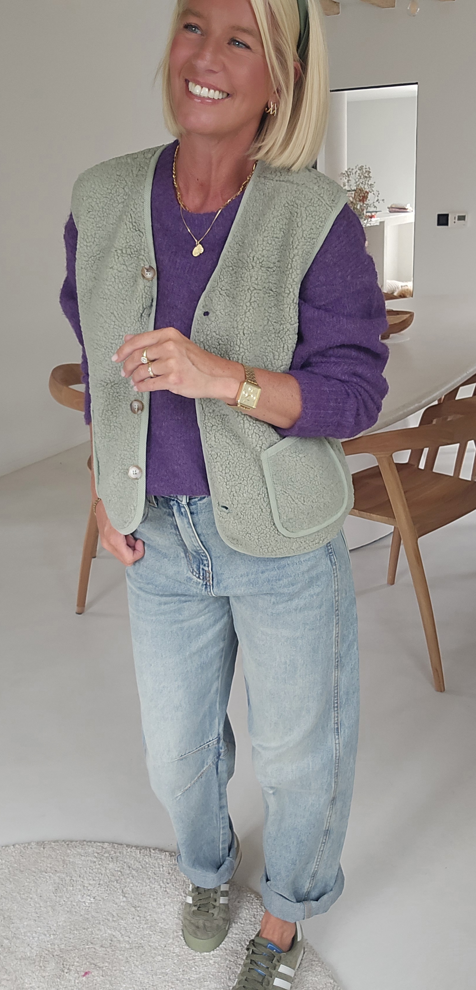 MELIA sleeveless teddy jacket khaki