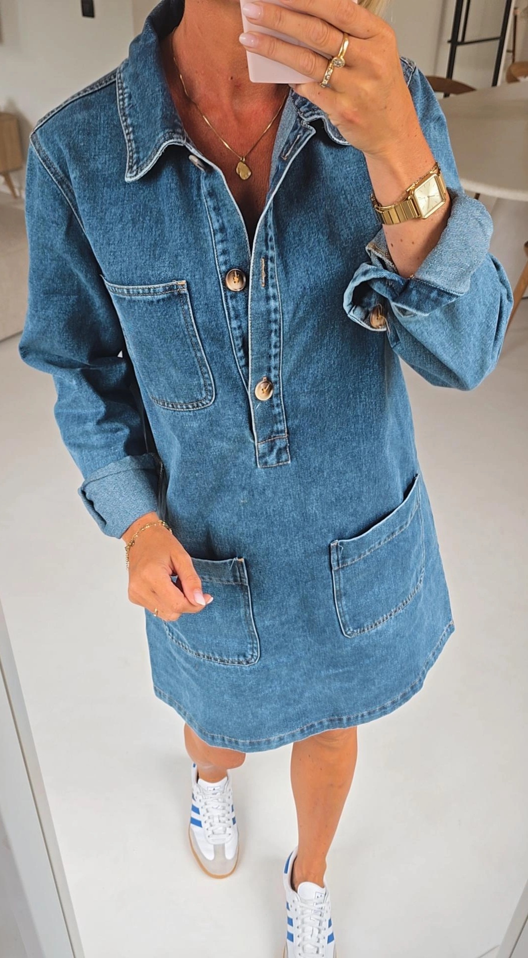 THE PERFECT jeans dress washed blue