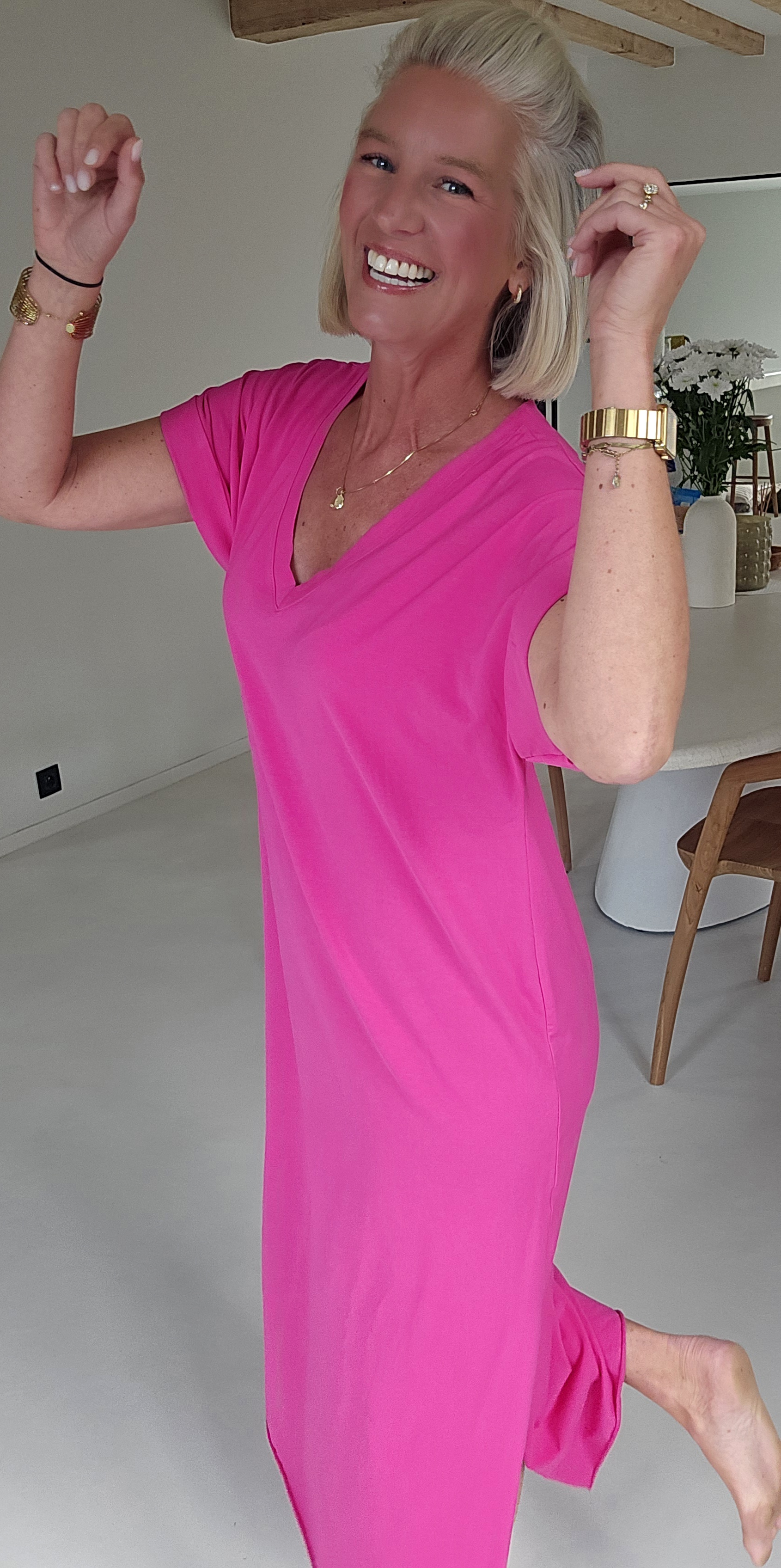 MELTE maxi T-shirt dress fuschia