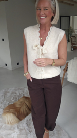 LACE WHISPER sleeveless cardigan beige