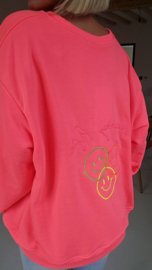HAPPY LIFE sweatshirt neon pink (with key ring)