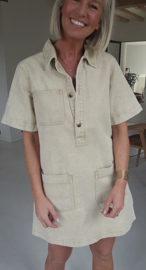 THE PERFECT JEANS dress short-sleeved beige