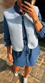 BIA sleeveless teddy jacket soft blue