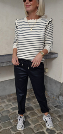 JULIA striped frill knit beige / black