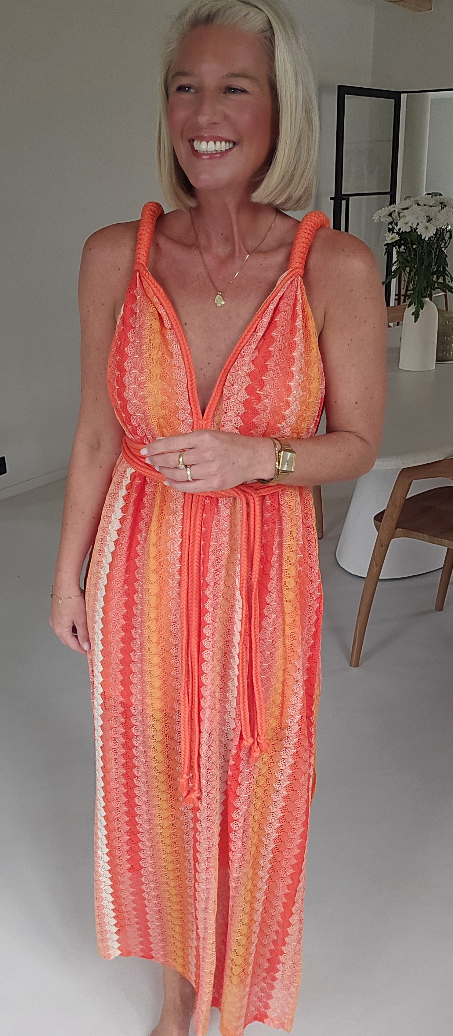 CANDICE 2 maxi crochet dress orange