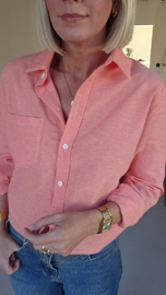 AVA basic cotton shirt peachy orange