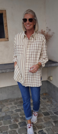 INEZA oversized checkered shirt burgundy