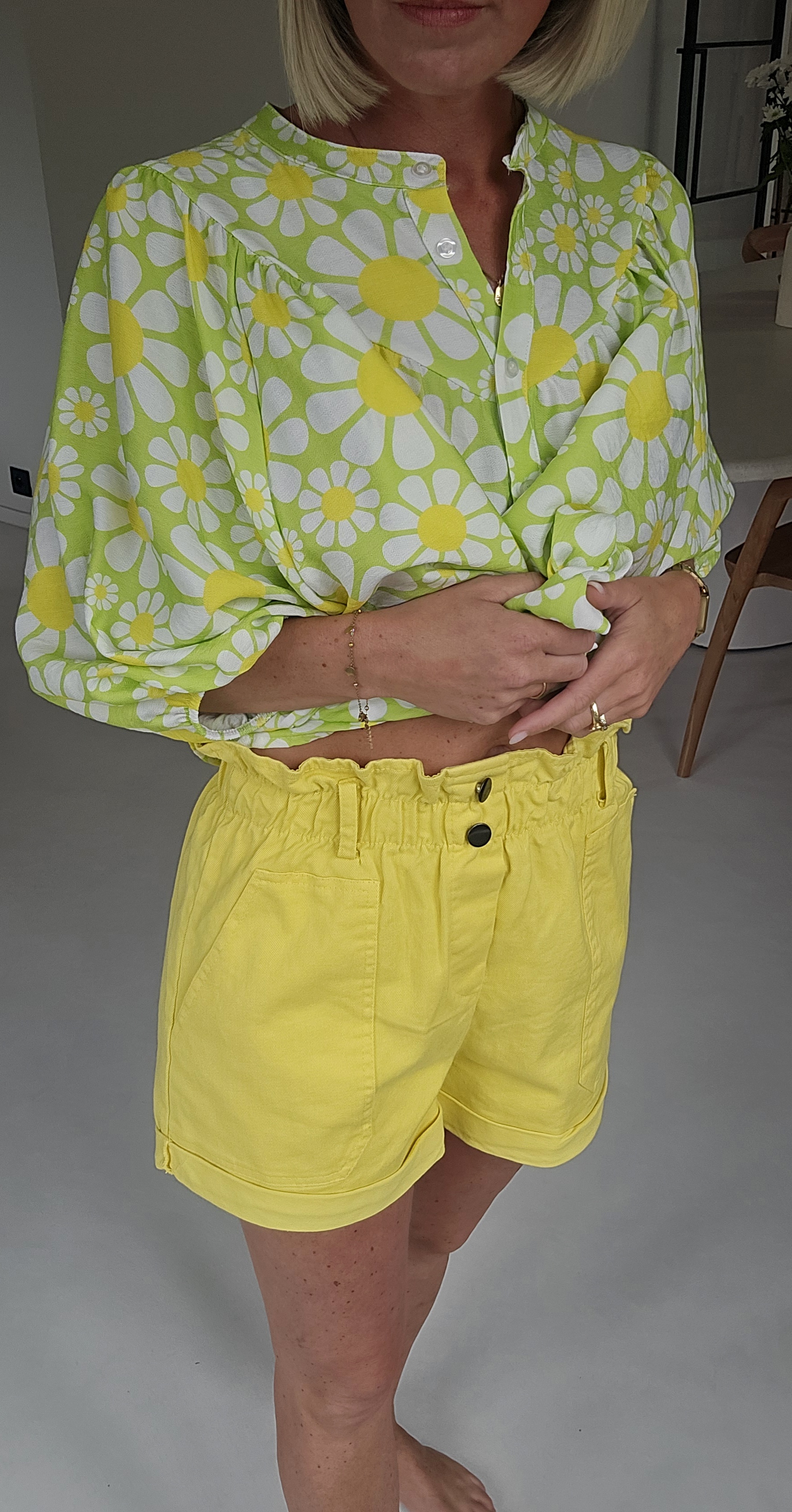 BEVIN cotton paperbag short bright yellow