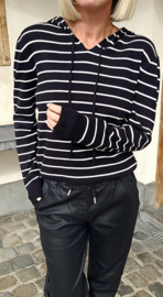 JOSJE striped knit hoodie black