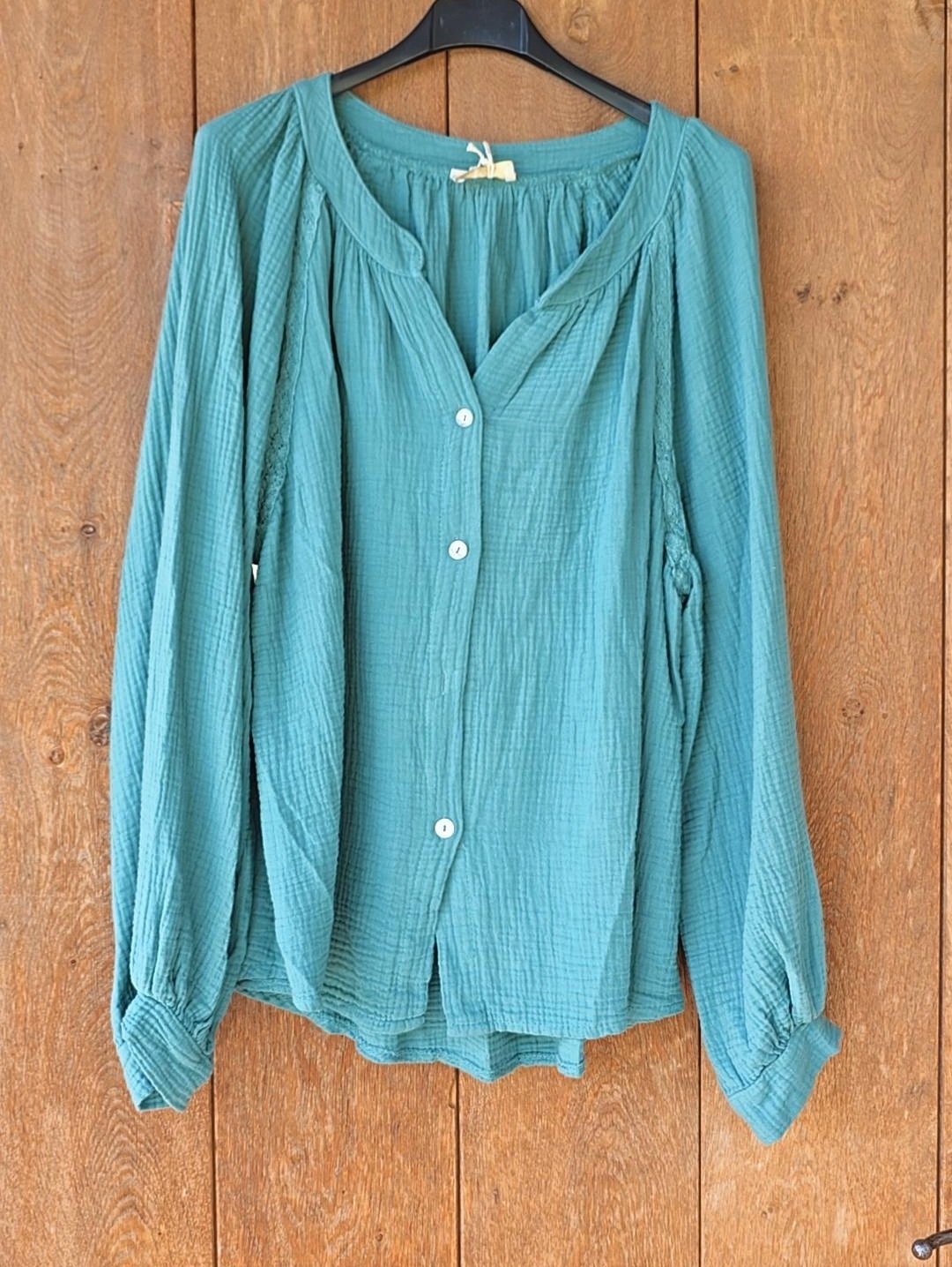 tetra blouse Mao kraag sea moss