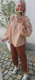 CARIE checkered blouse camel