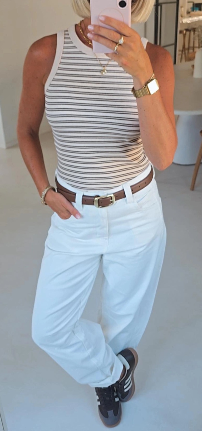 CHRISTIEN barrel jeans white