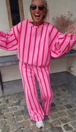 LUCIA striped cotton jogger pants pink