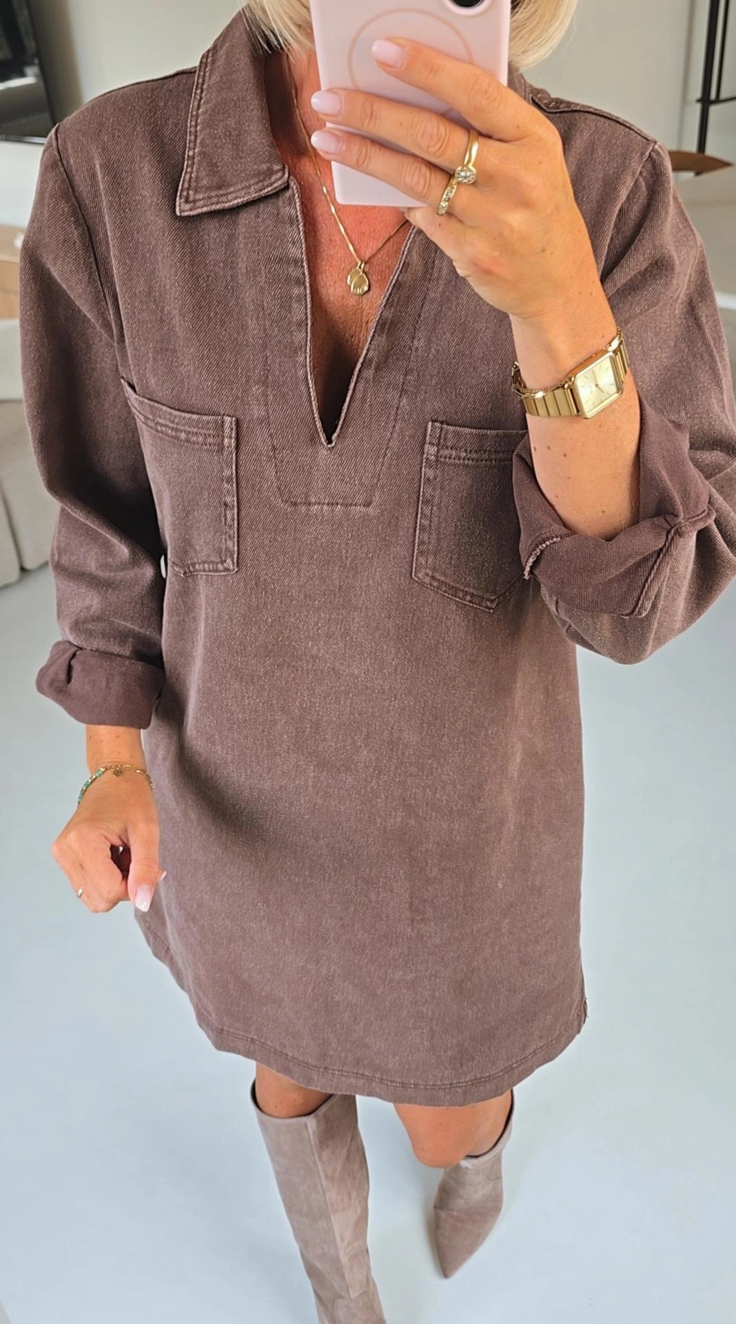 THE PERFECT JEANS 2 longsleeve dress chocolat