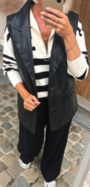 KRISTIE sleeveless PU blazer black