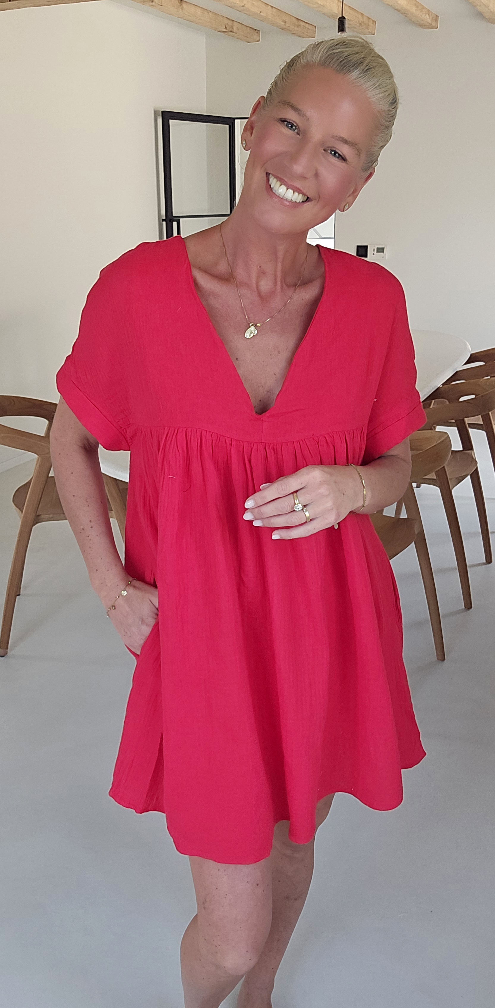 LOTJE tetra playsuit dress soft red