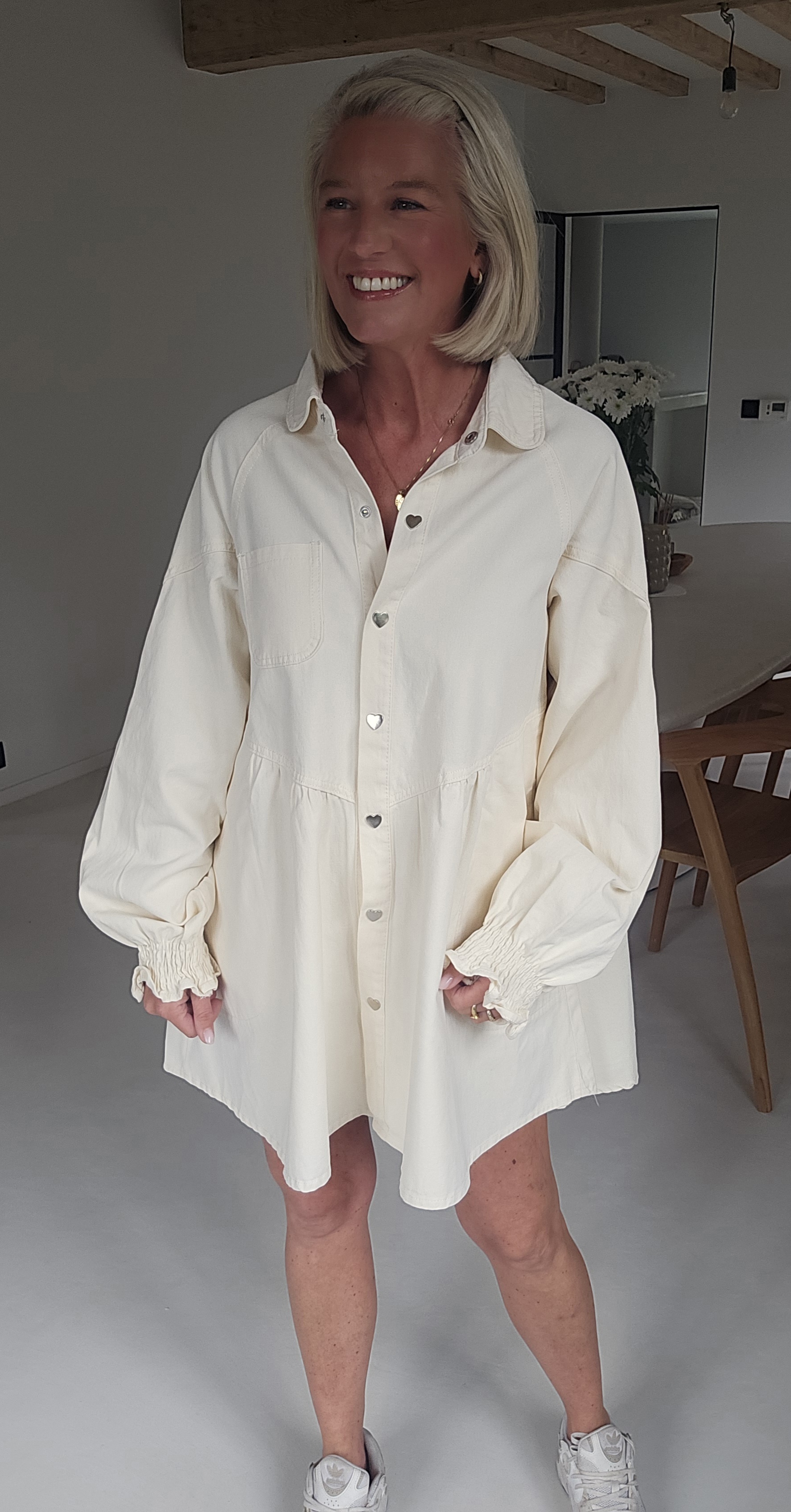 MOSIE jeans dress ecru