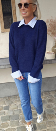 SILA striped shirt knit melêe navy