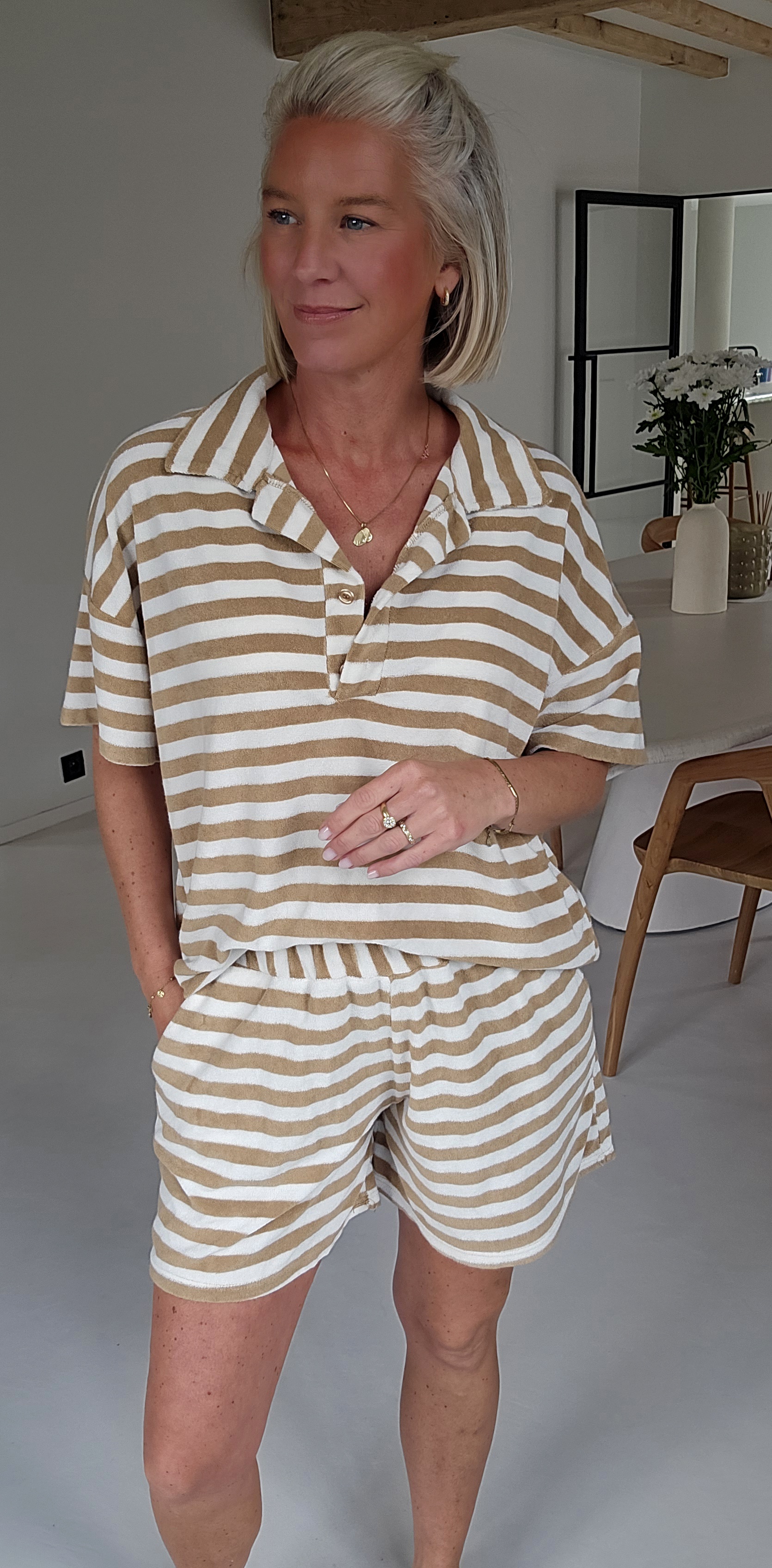TITINE striped terry set camel