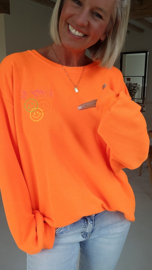 HAPPY LIFE sweatshirt neon orange (with key ring)