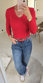 MILIA v-neck basic knit red