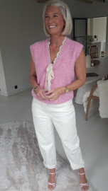 LACE WHISPER sleeveless cardigan pink