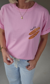 BAGUETTE cotton T-shirt pink