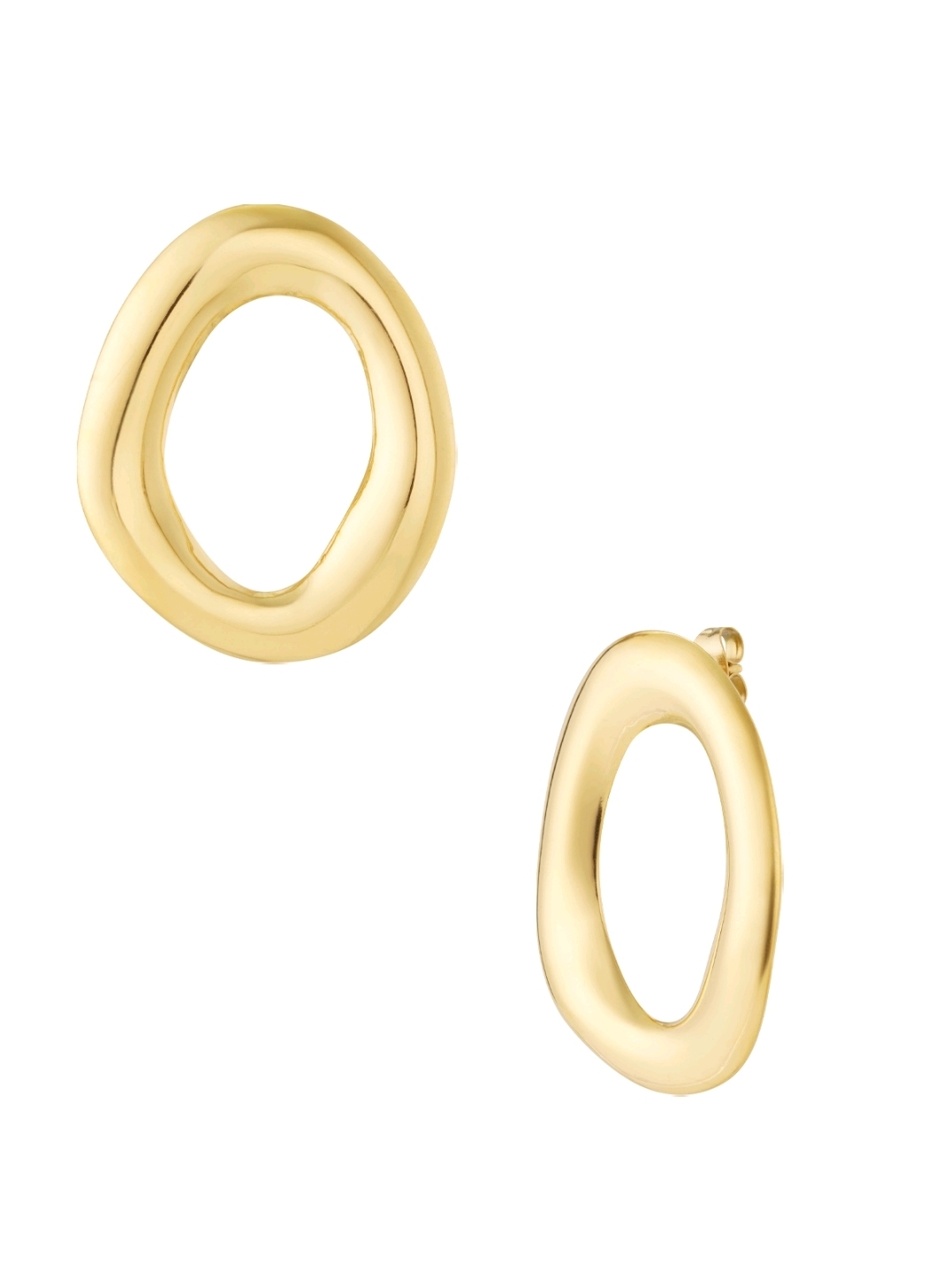 IRREGULAR OVAL 2 ear studs gold