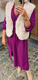 MISHA sleeveless faux fur jacket beige