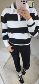 ANTJE striped polo sweatshirt black white