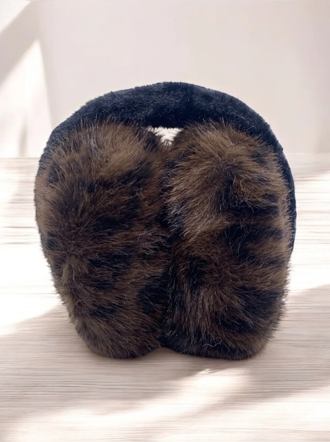 FIONA foldable faux fur earmuffs Leo brown