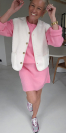 MELIA sleeveless teddy jacket ecru