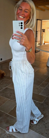 MILEY striped loose pants beige