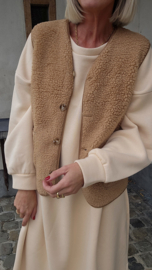 MELIA 3 sleeveless teddy jacket camel