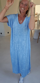 DIDI maxi terry T-shirt dress pastel blue v-neck