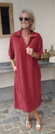 DIDOE maxi sponge dress burgundy