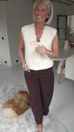 LACE WHISPER sleeveless cardigan beige