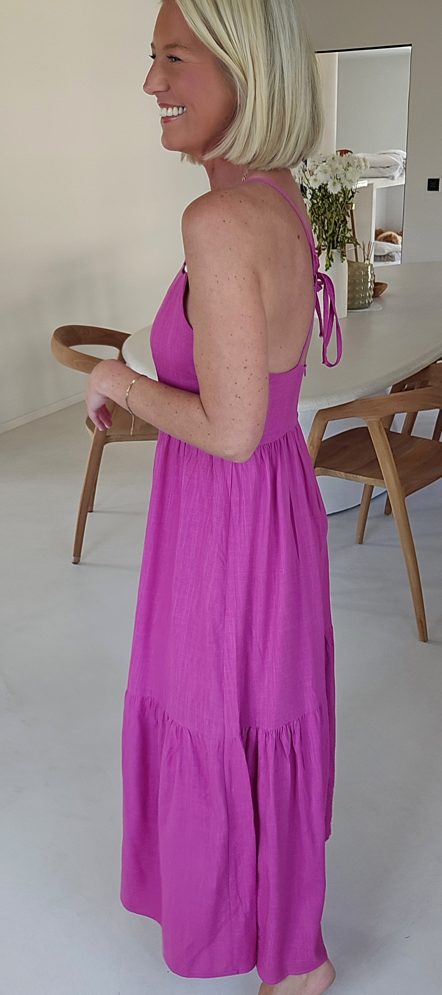 LYDIE maxi linen viscose dress aubergine