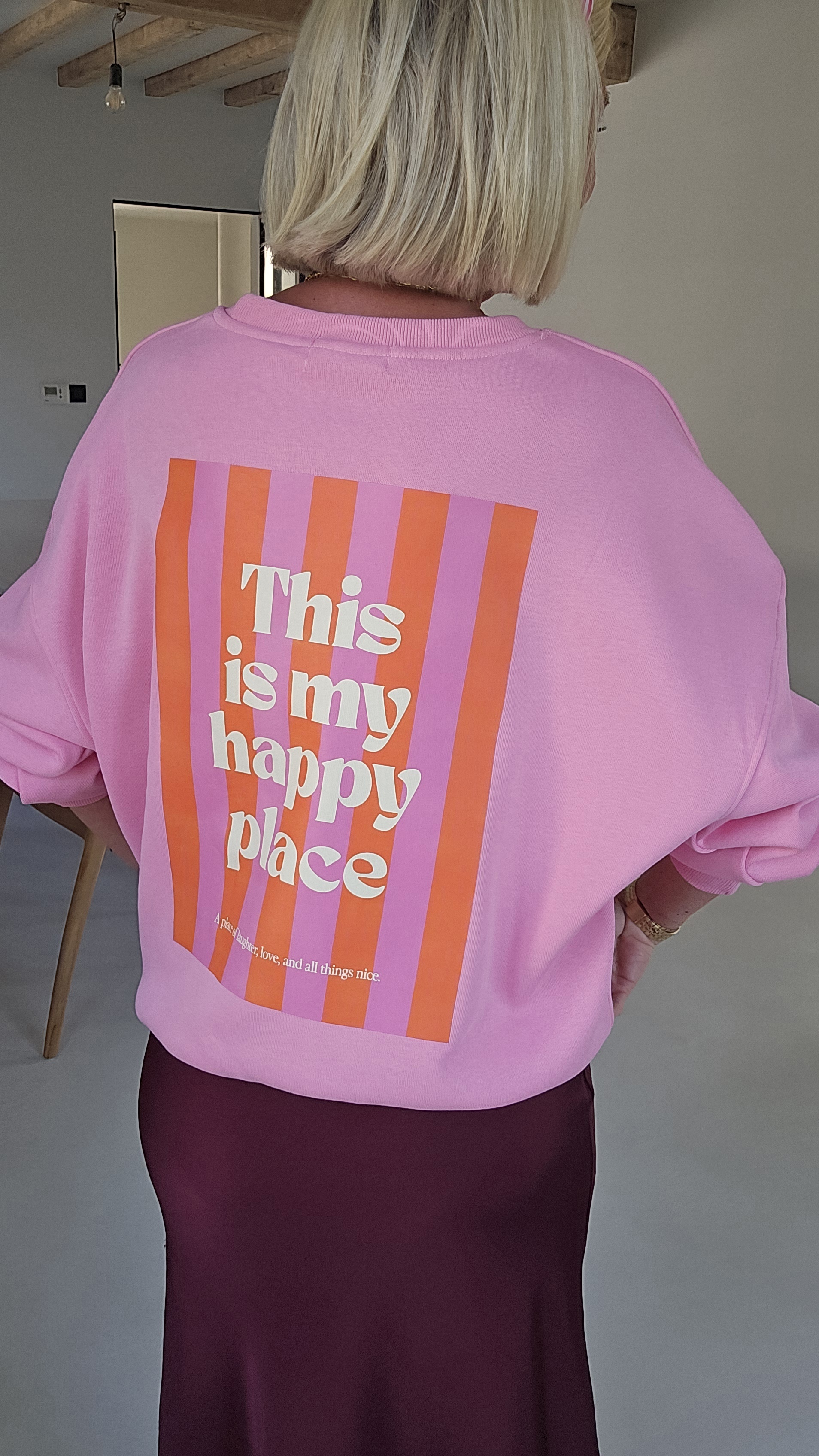 THIS IS MY HAPPY PLACE sweatshirt baby pink