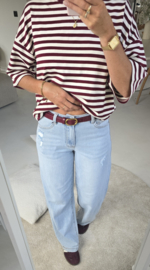AYLIN oversized striped T-shirt burgundy